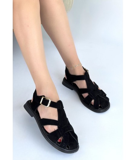 Taney Siyah Süet Sandalet Taney Siyah Süet Sandalet